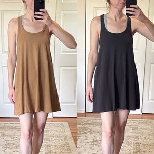 (2) Aerie Tank A-line Dresses Tan & Dark Gray Size XXS